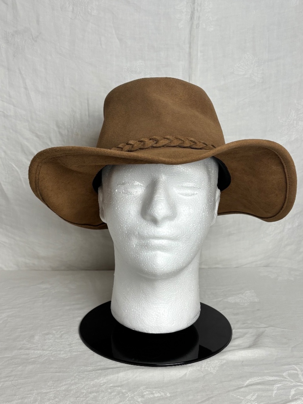 NWT Henschel Hat Co. Tan Suede Cow Hide Brimmed Hat Sz. L